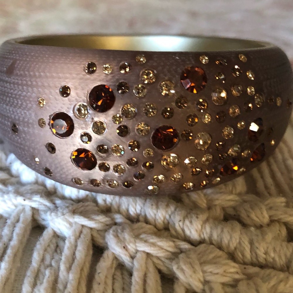 Bracelet Jeweled acrylic brown